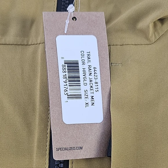 Specialized Men Trail Rain Jacket bike jacket harvest gold mustard color size XL - Picture 13 of 16